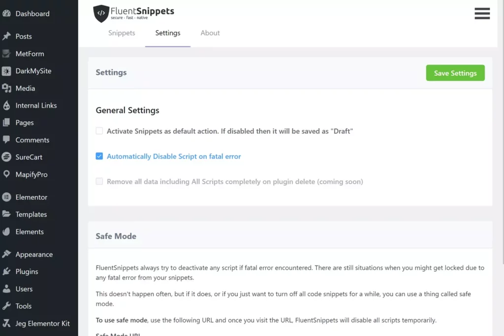 Fluent Snippets WordPress Screenshot 1