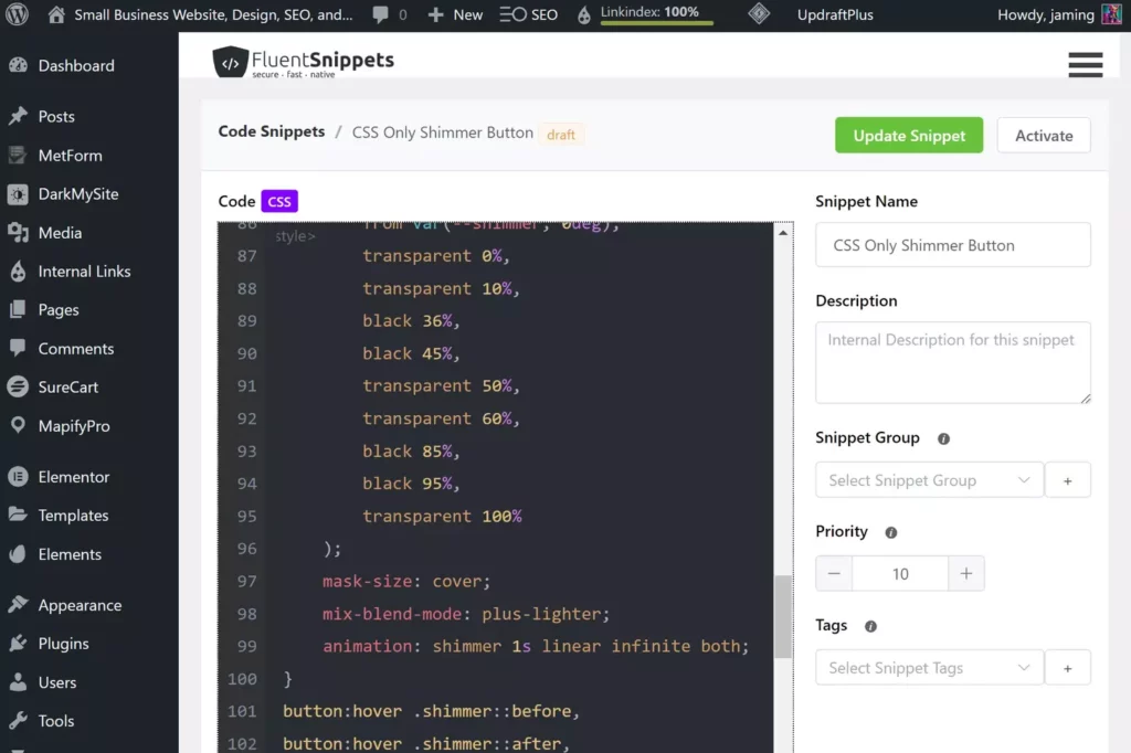 Fluent Snippets WordPress Screenshot 2