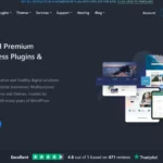 WordPress plugins and themes website screenshot with reviews.