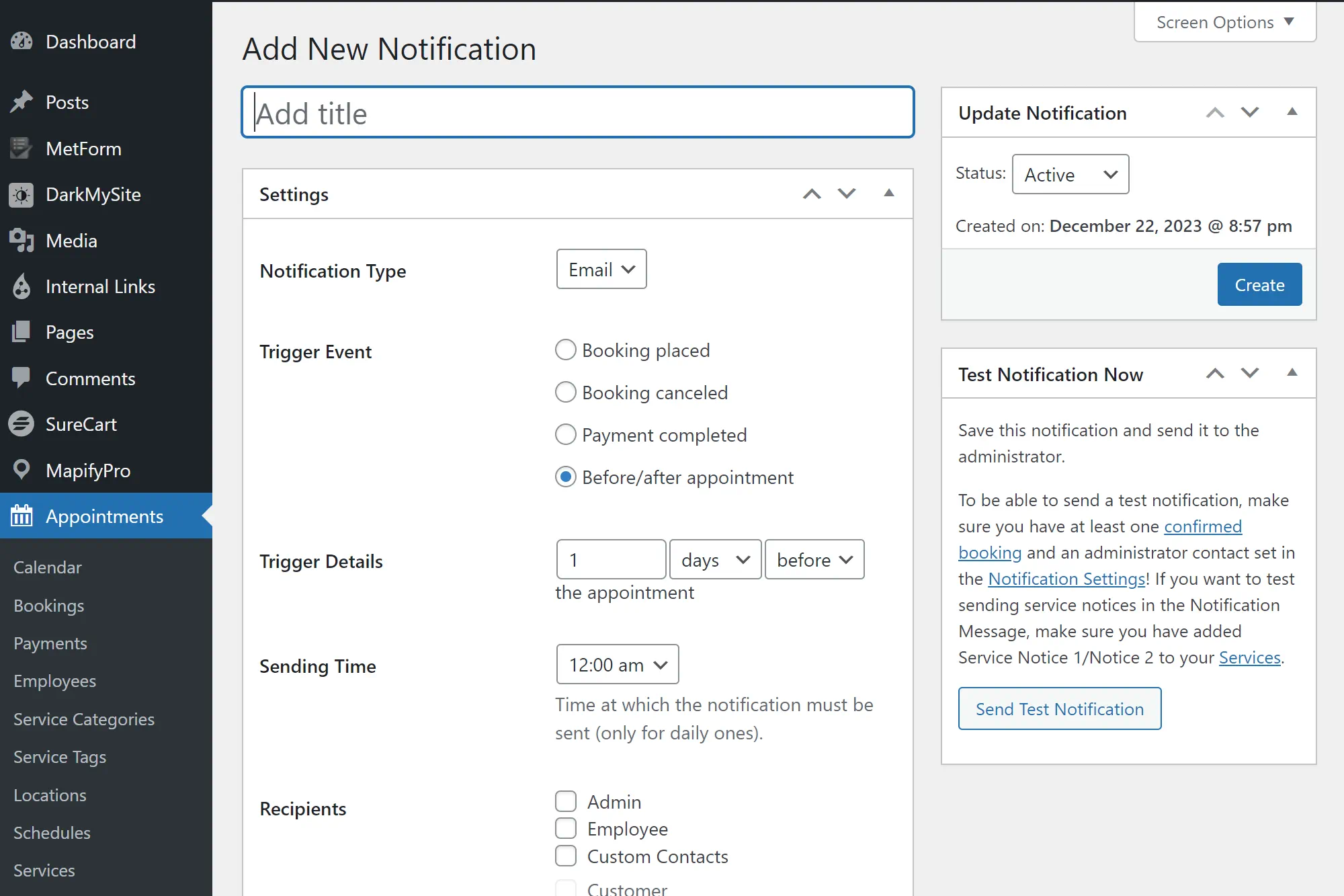 Screenshot of a notification settings interface.