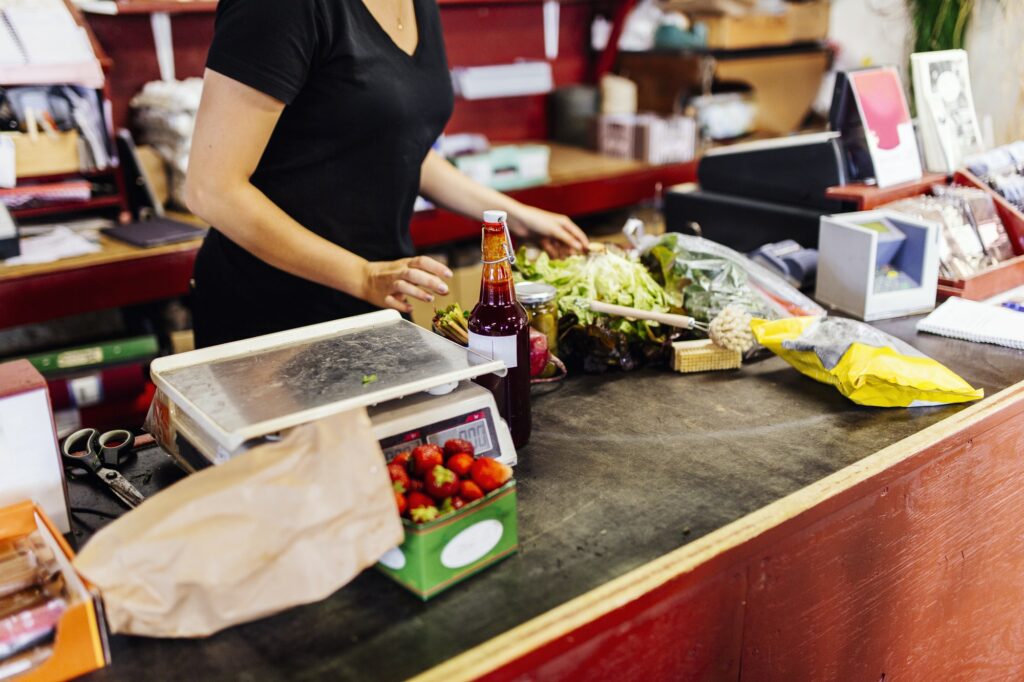 Cashier in farmer's market