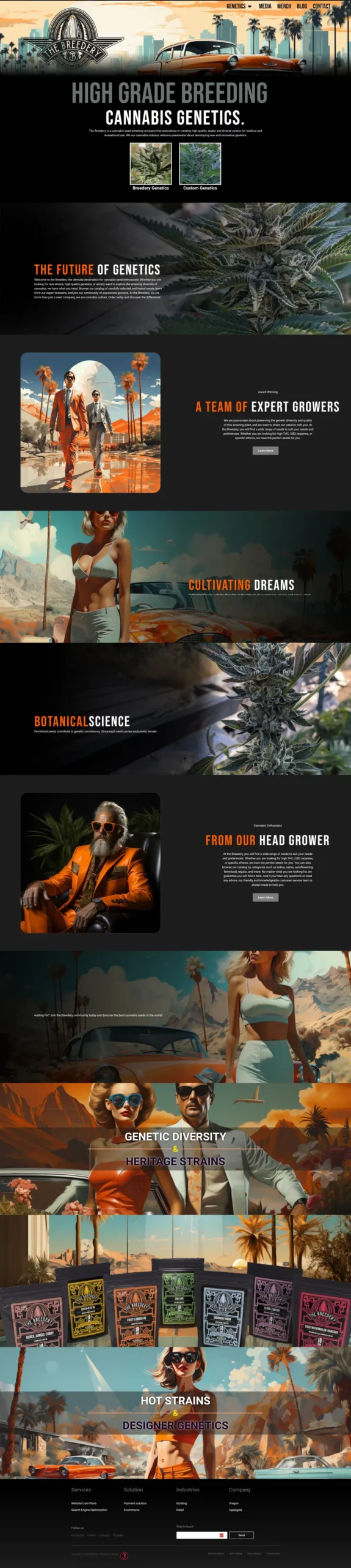 Cannabis genetics and cultivation themed website banner images.