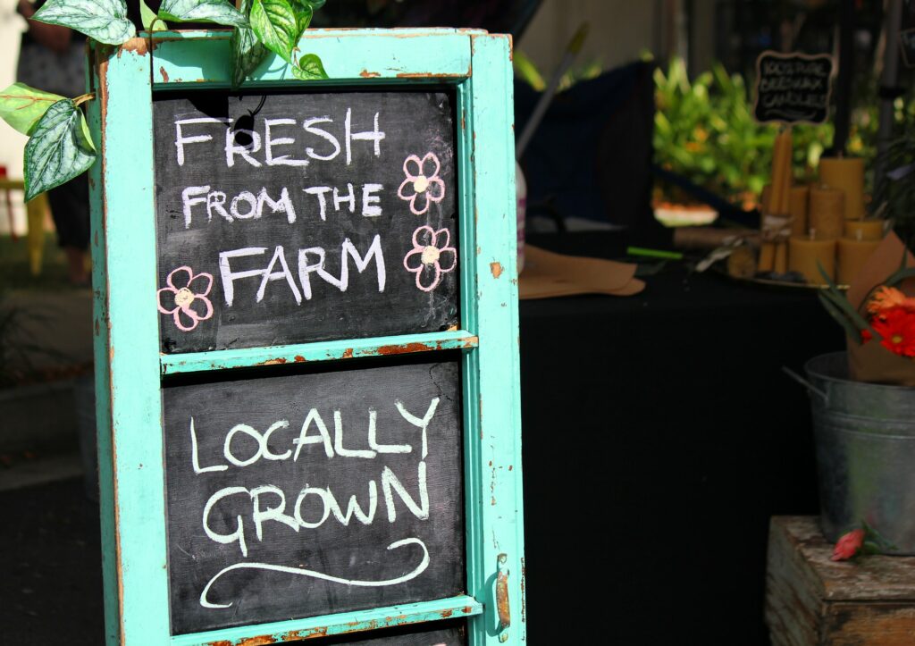 Sign at a local farmer's market - small business