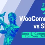 E-commerce comparison: WooCommerce versus Shopify graphic.