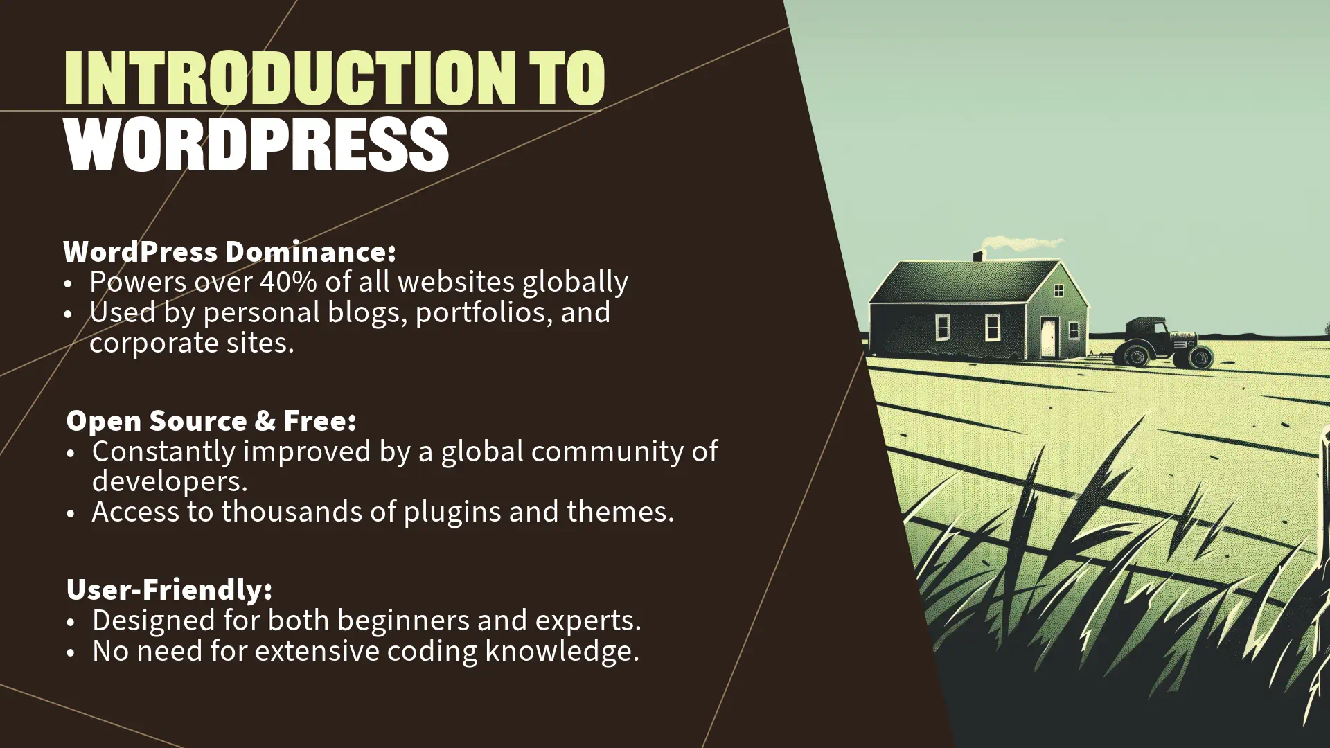 Introduction to WordPress features overview.