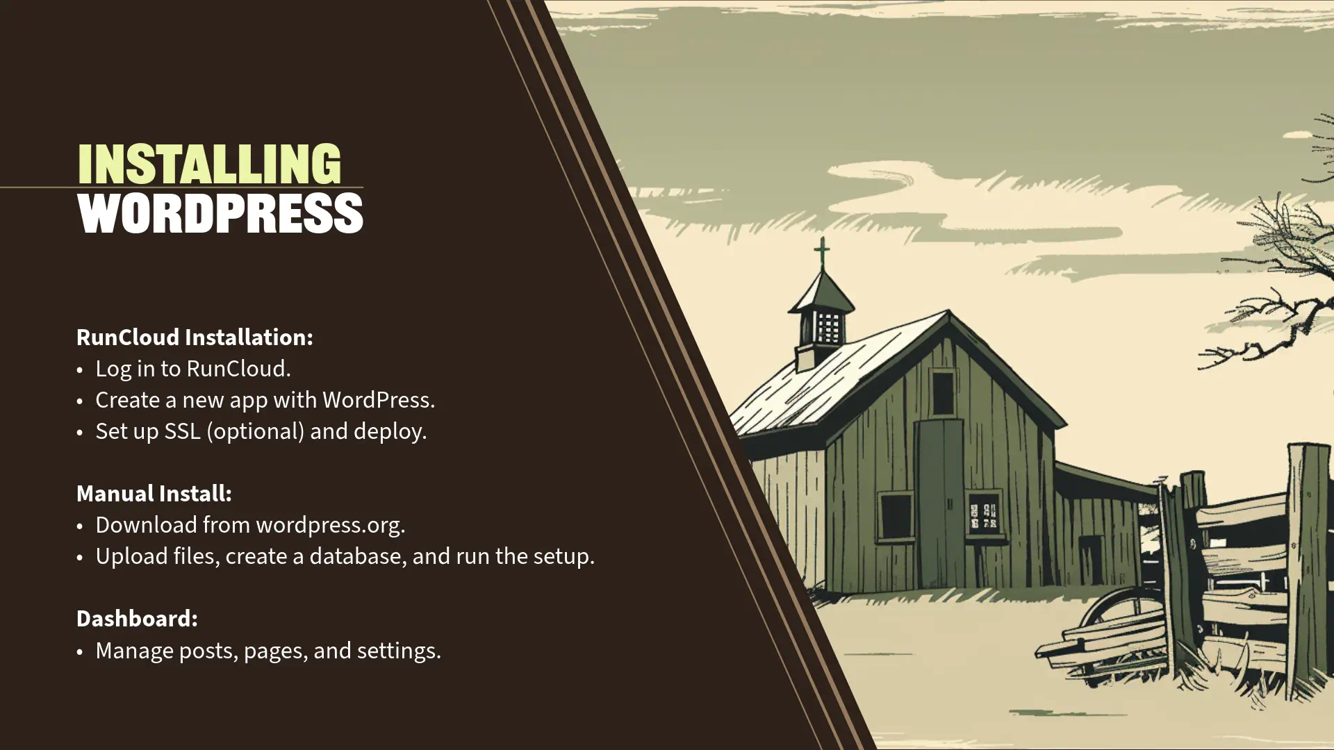 Guide for installing WordPress via RunCloud and manually.