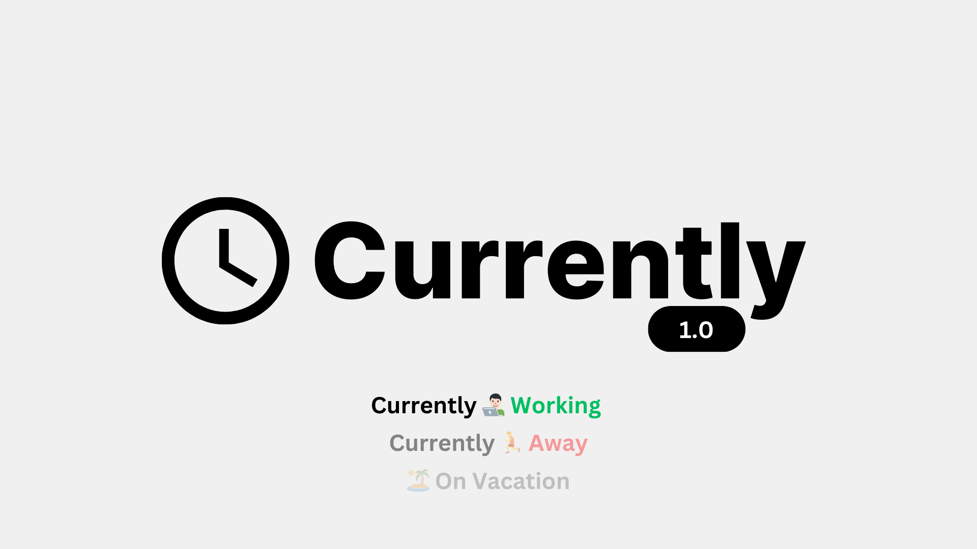 Status update graphic with work and vacation indicators.
