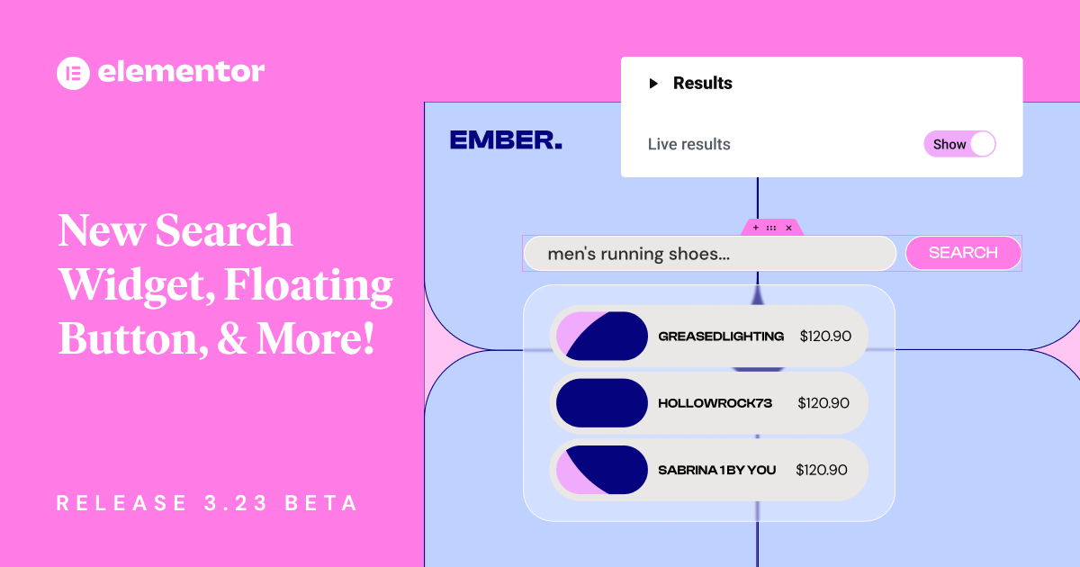 Elementor New Search Widget and More, Release 3.23 Beta